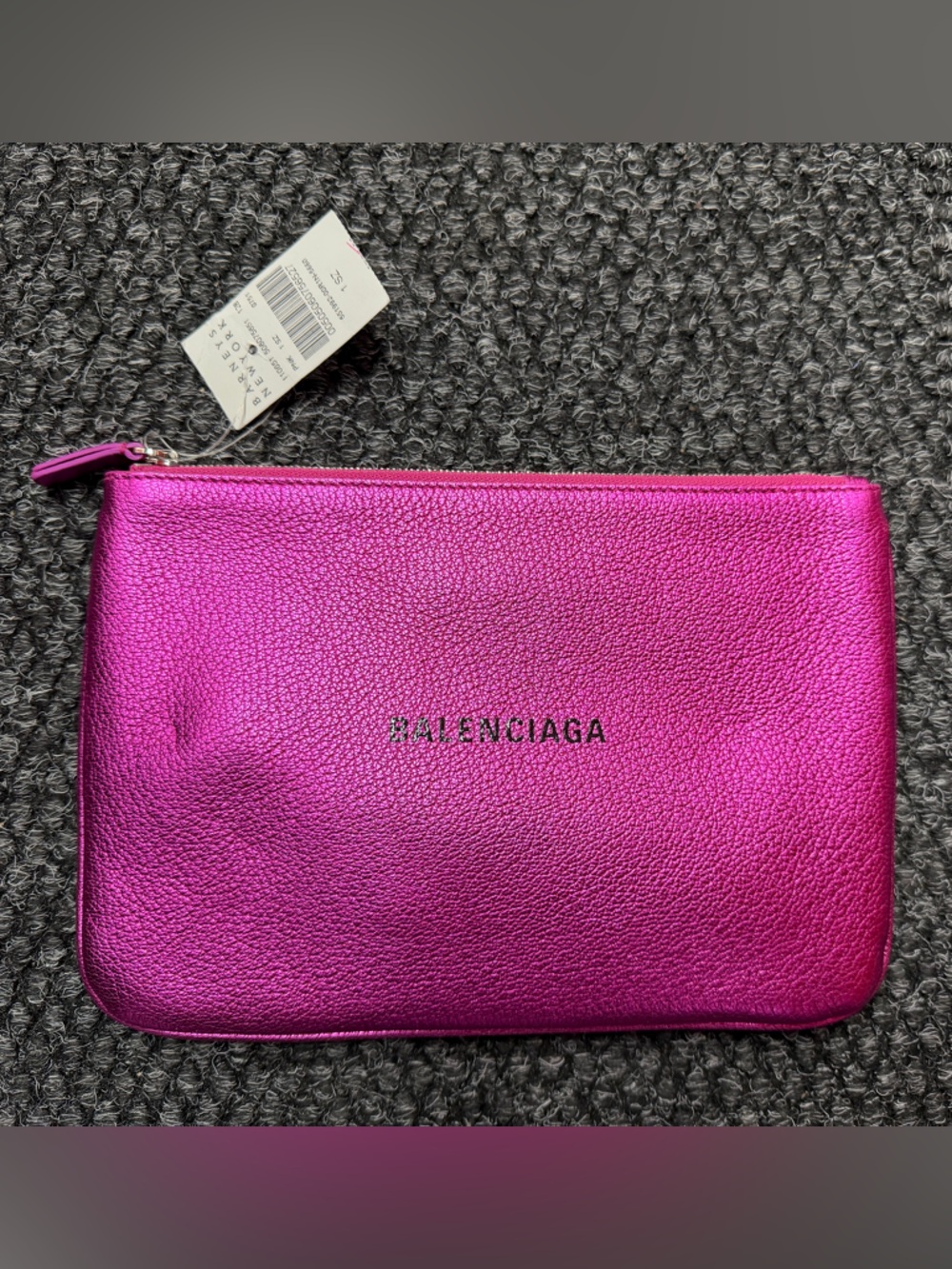 Balenciaga Metallic Hot Pink Leather Clutch